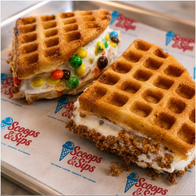 Mini Waffle Ice Cream Sandwiches